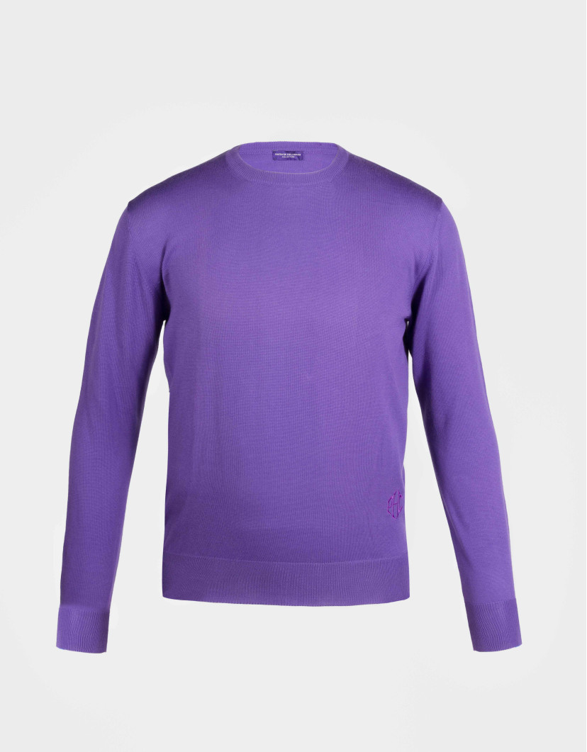 Patrick Hellmann Collection Purple Round Neck Pullover 100% Wool image